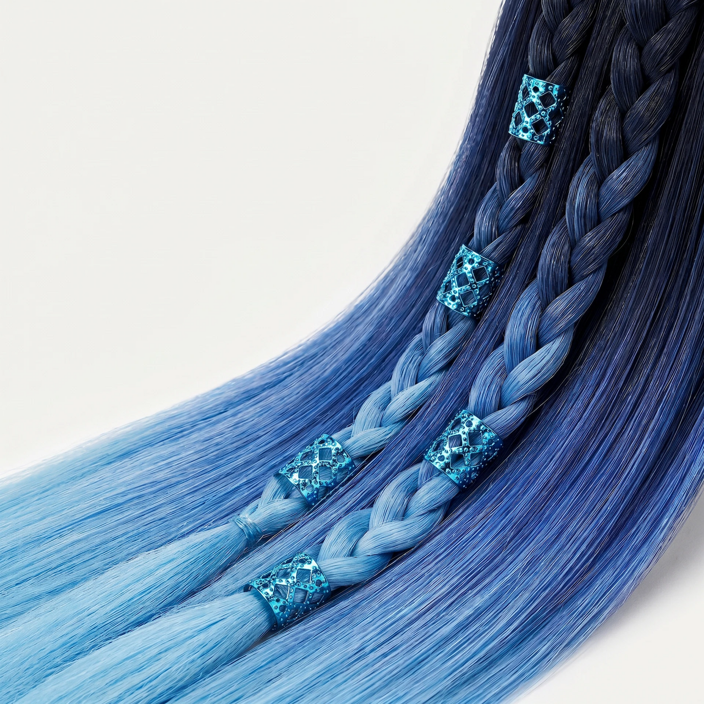 Blue Hollow Braid Rings - photo 2