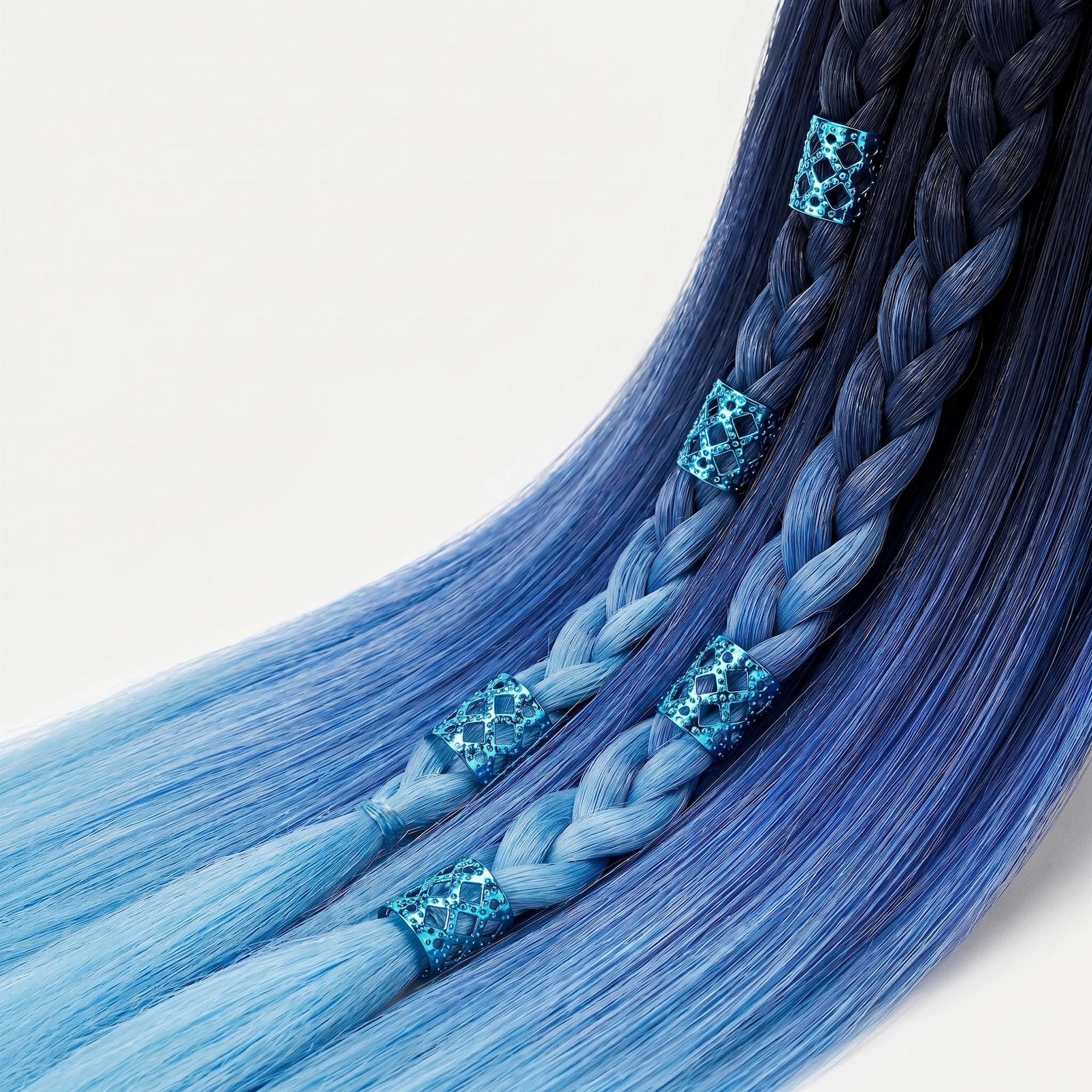 Blue Hollow Braid Rings - photo 2
