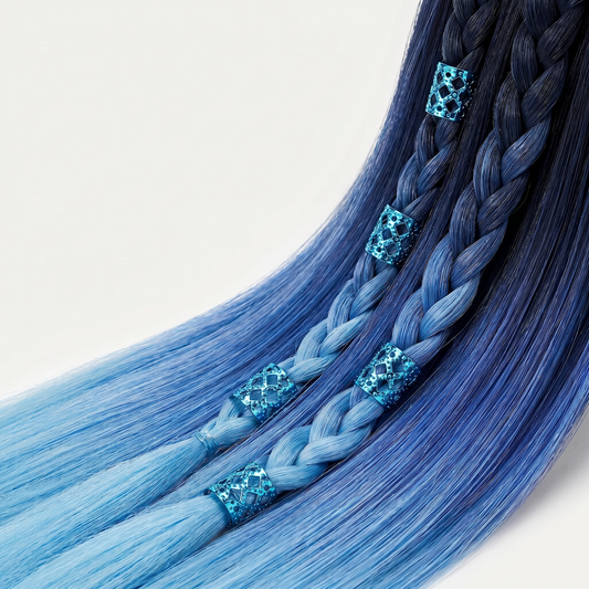 Blue Hollow Braid Rings - photo 2