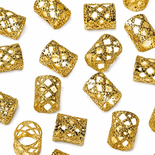 Gold Hollow Braid Rings