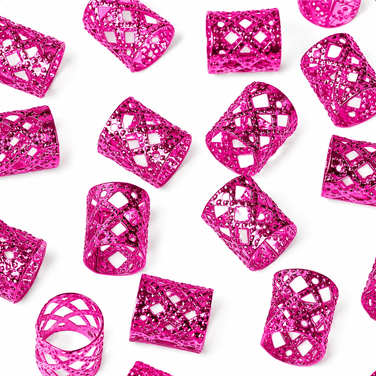 Pink Hollow Braid Rings