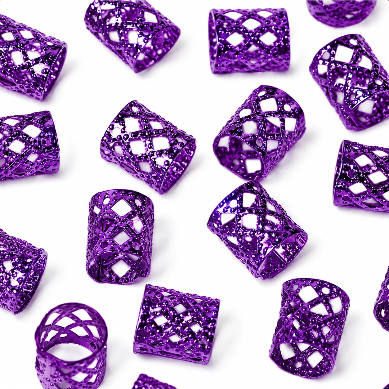 Purple Hollow Braid Rings