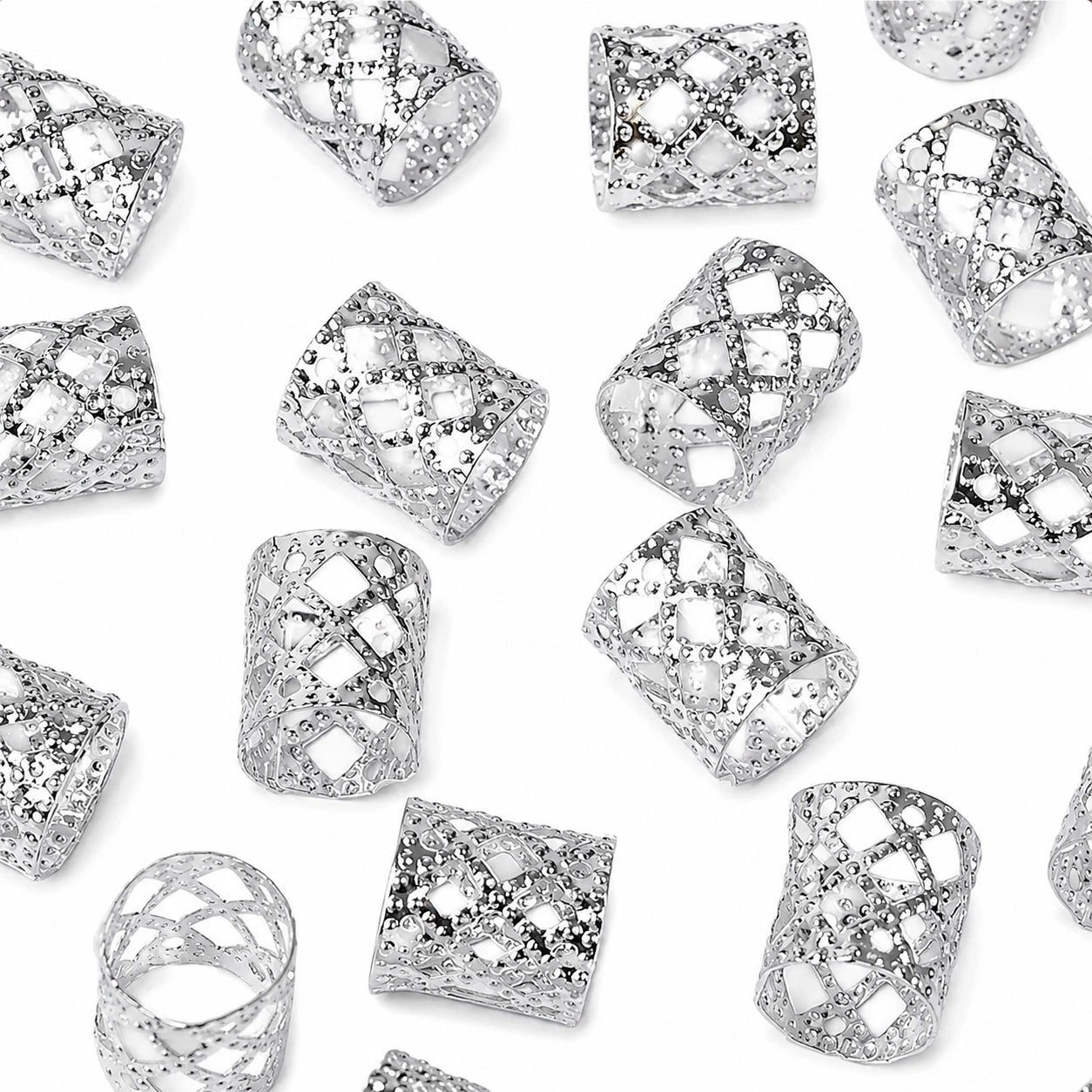 Silver Hollow Braid Rings