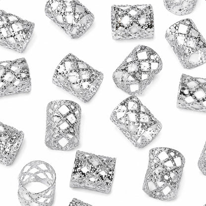 Silver Hollow Braid Rings