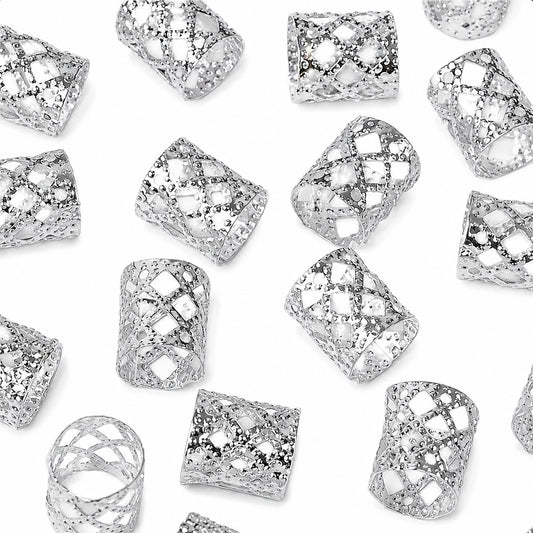 Silver Hollow Braid Rings