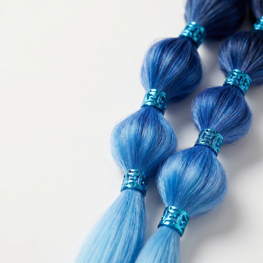 Blue Wavy Hair Ring
